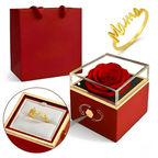 Caja Rosa Real Preservada + Anillo Mamá