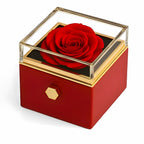 Caja Rosa Real Preservada + Collar Personalizado "Mi Familia"