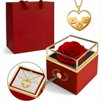 Caja Rosa Real Preservada + Collar Corazón de iniciales